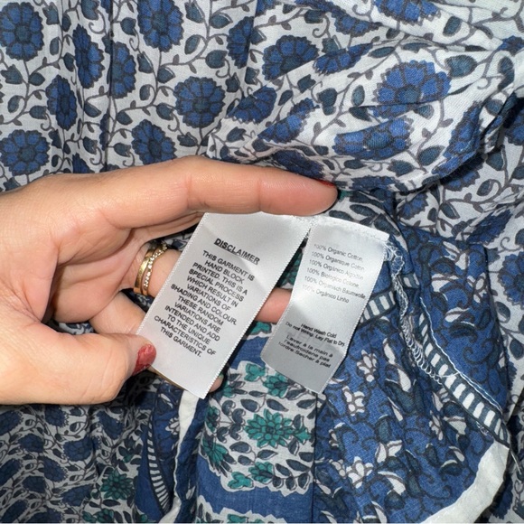 Emerson Fry India Collection Blue&White Paisley Cotton Boho Peasant Midi Dress - Picture 10 of 16